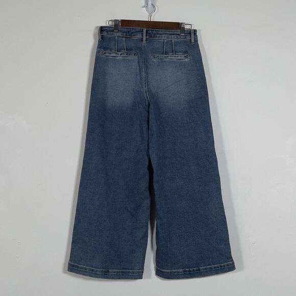 Vici High Rise Wide Leg Cropped Jeans Womens Sz 29 Medium Wash - Picture 3 of 11